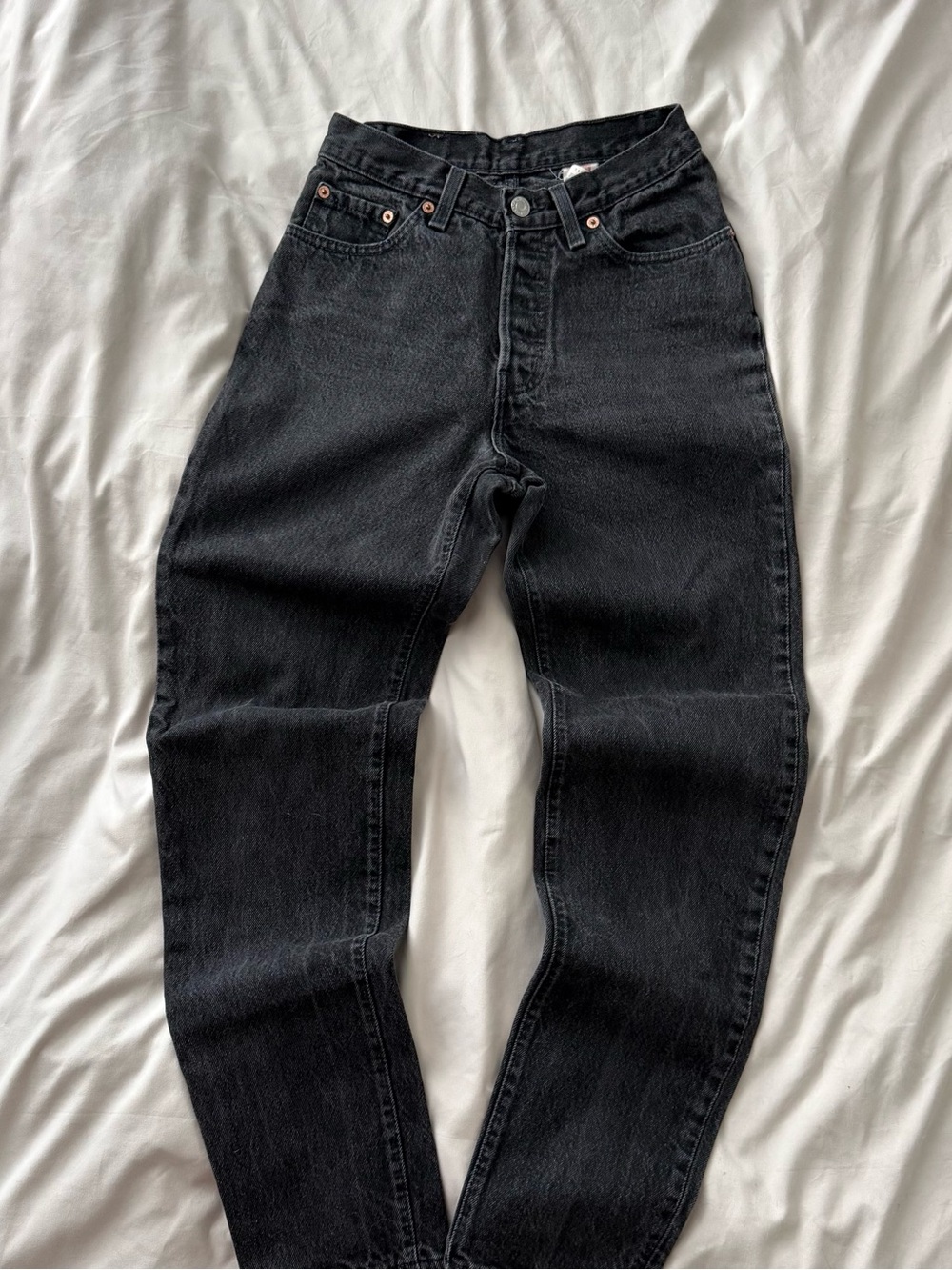 Levi’s 501 Vintage 90s USA Faded Black High Rise Straight Jeans Sz 5 26x30